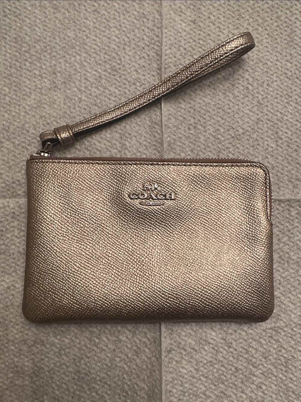 Coach Metallic Champagne Gold Wristlet Clutch